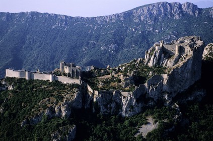 France, Aude (11), le château cathare de Peyrepertuse (vue aérienne)