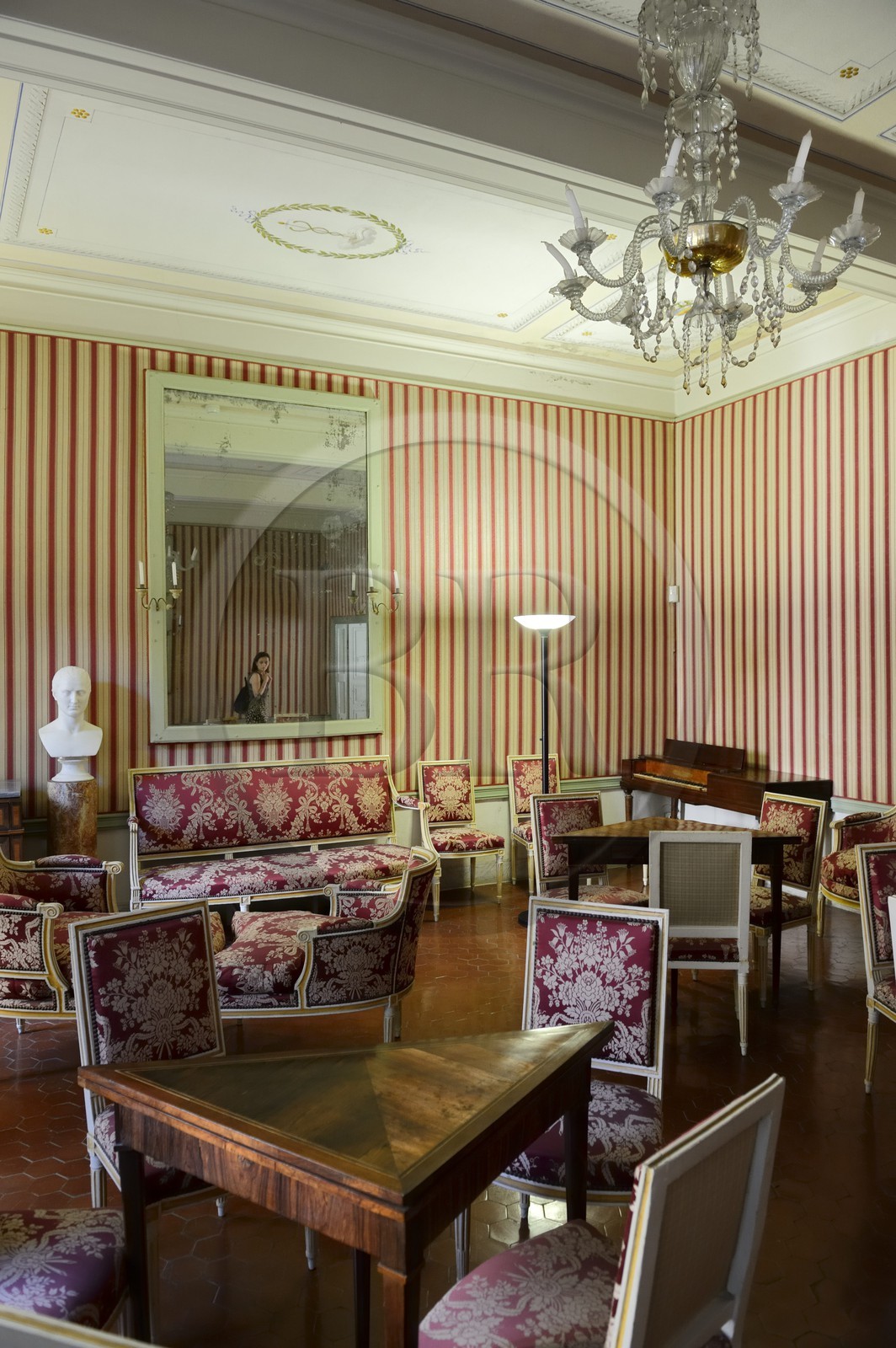 France, Corse du Sud, Ajaccio, Bonaparte House Museum in the house where Napoleon Bonaparte was born, the Napoleon'mother living room