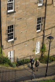 Royaume-Uni, Ecosse, Edimbourg, escaliers menant à l'esplanade du château
