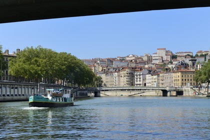 France, Rhone, Lyon, historical site listed as World Heritage by UNESCO, the slopes of the Croix Rousse hill and the saone river