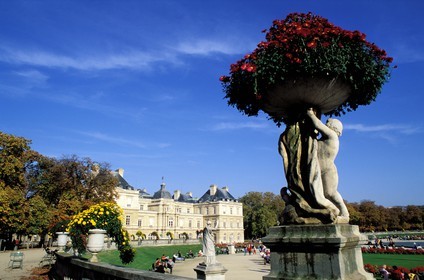 France, Paris (75), le jardin du Luxembourg et le Sénat (Palais du Luxembourg)