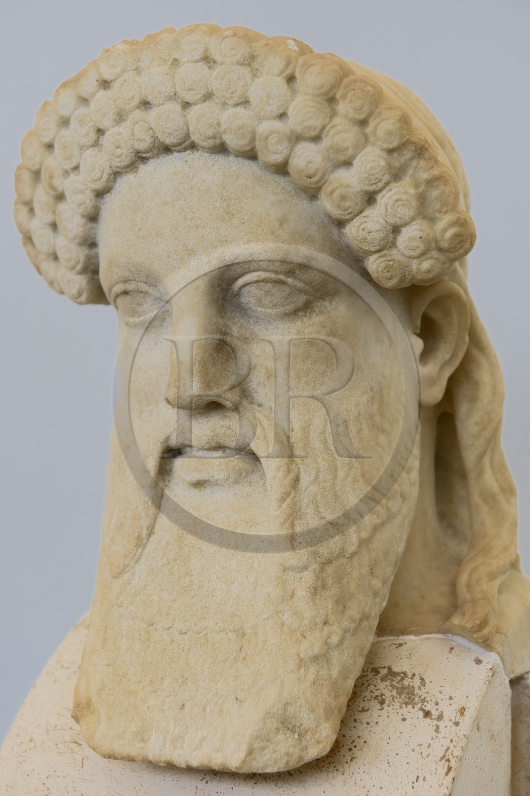 Grèce, île de Delos, classée Patrimoine Mondial de l'UNESCO, site archéologique de Délos, le musée archéologique, tête d'Hermès