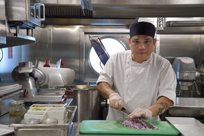 Groenland, cote ouest, bateau de croisière MS Fram de la compagnie Hurtigruten, les cuisines