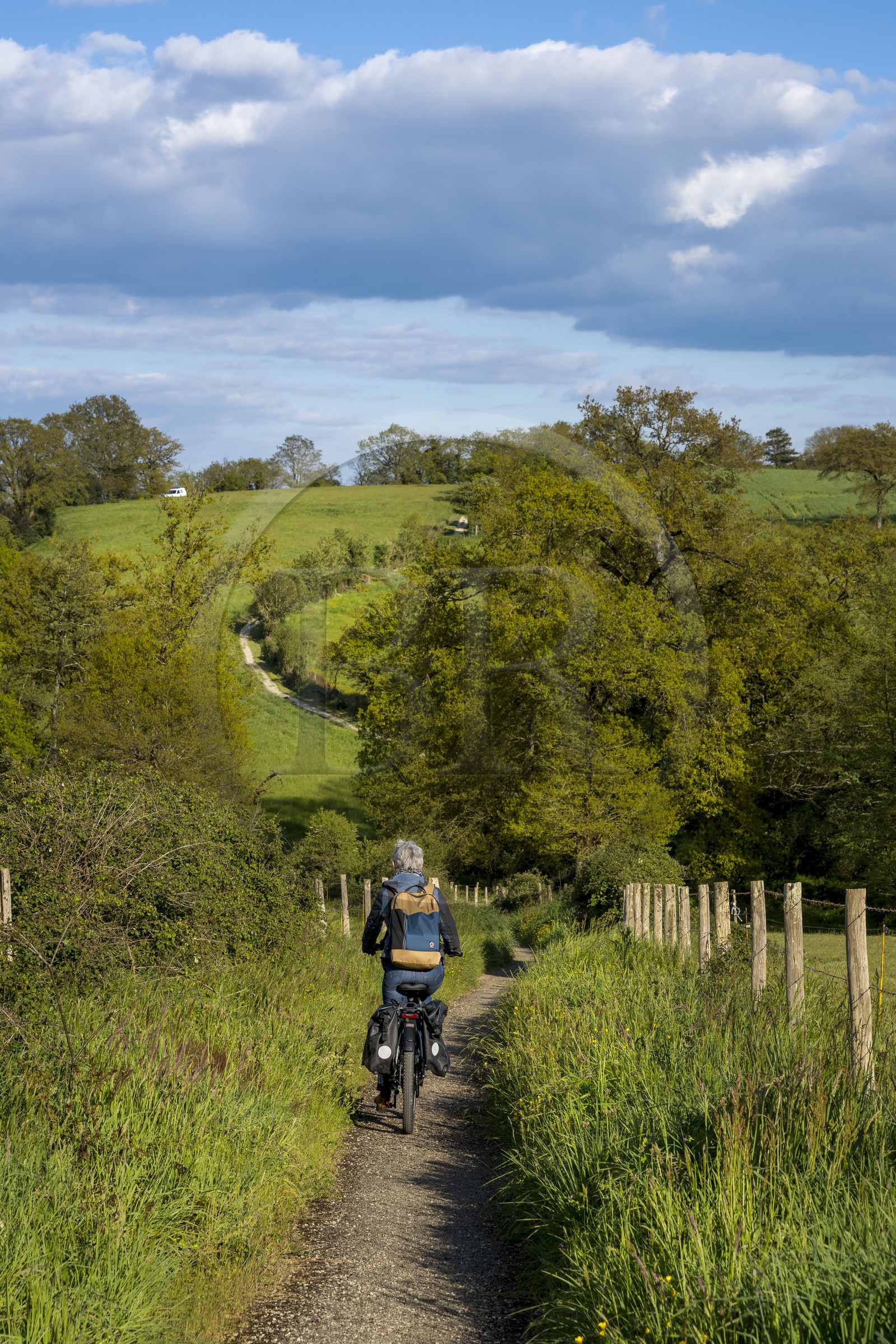 France, Vendée (85), Tiffauges, sur la piste de la véloroute Vendée Vélo Tour