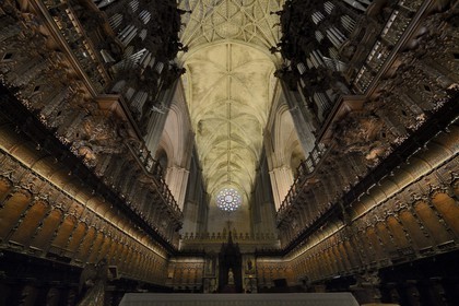 Espagne, Andalousie, Séville, la cathédrale, classé Patrimoine Mondial de l'UNESCO, le chœur occupe le centre de la nef