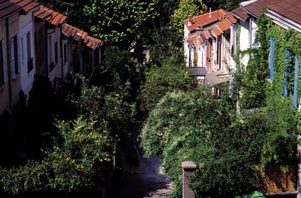 France, Paris, La campagne a Paris, houses with garden in the Mouzaia area