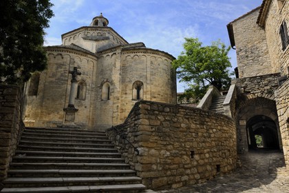 France, Herault, Pic Saint-Loup region, Saint-Martin-de-Londres, the Romanesque church and former priory