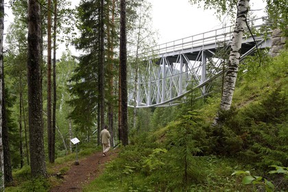 Sweden, Vasterbotten County, Umea region, Northern Main Line railway (Norra stambanan), Tallberg bridge built in 1881 on the river Öreälven