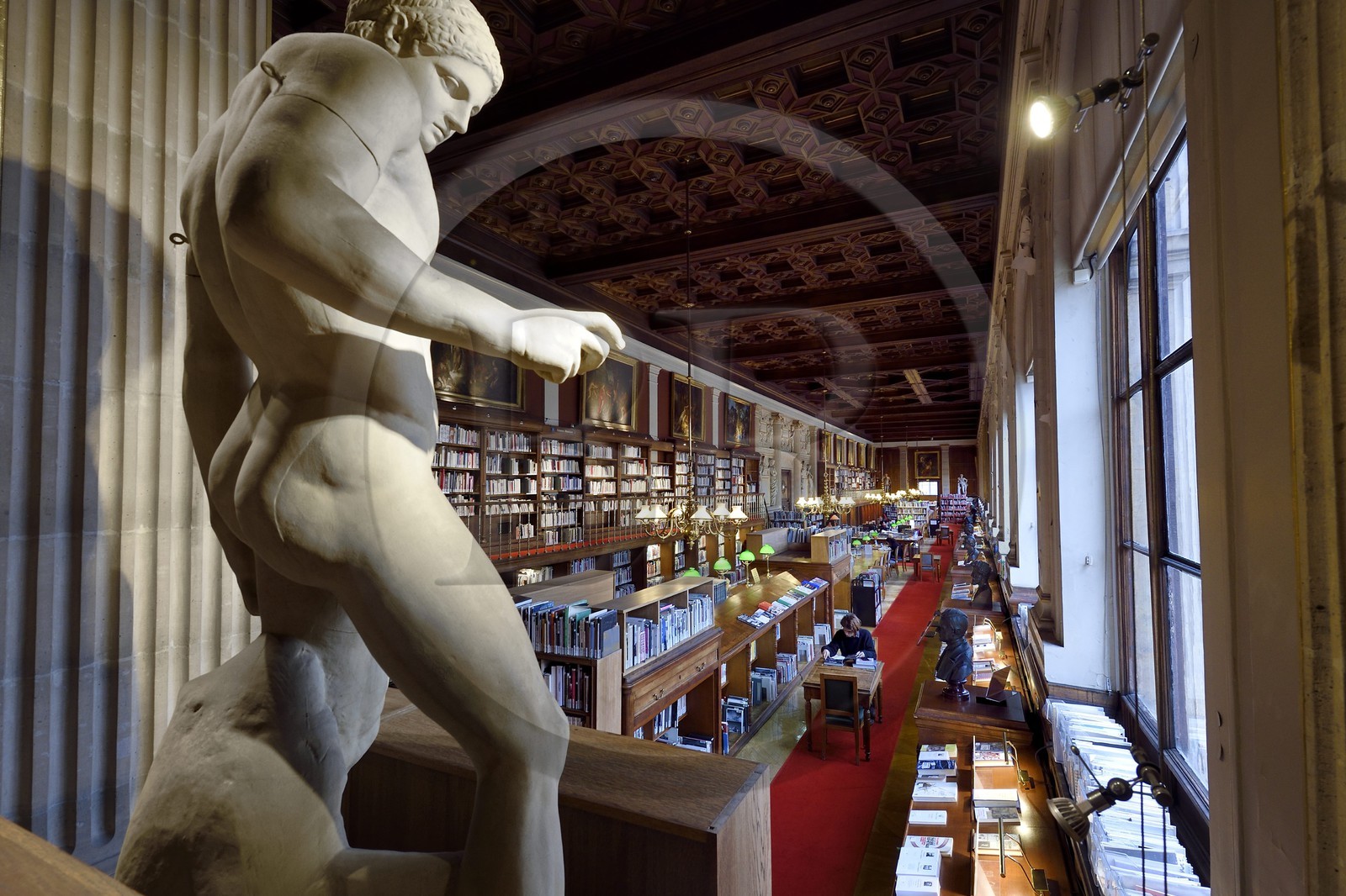France, Paris (75), quartier de Saint-Germain-des-Prés, Ecole nationale supérieure des Beaux-Arts, la bibliothèque dans le Palais des Etudes