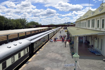 Namibia, Khomas region, Windhoek, the colonial architecture railway station dating back to the German era, station's platform
