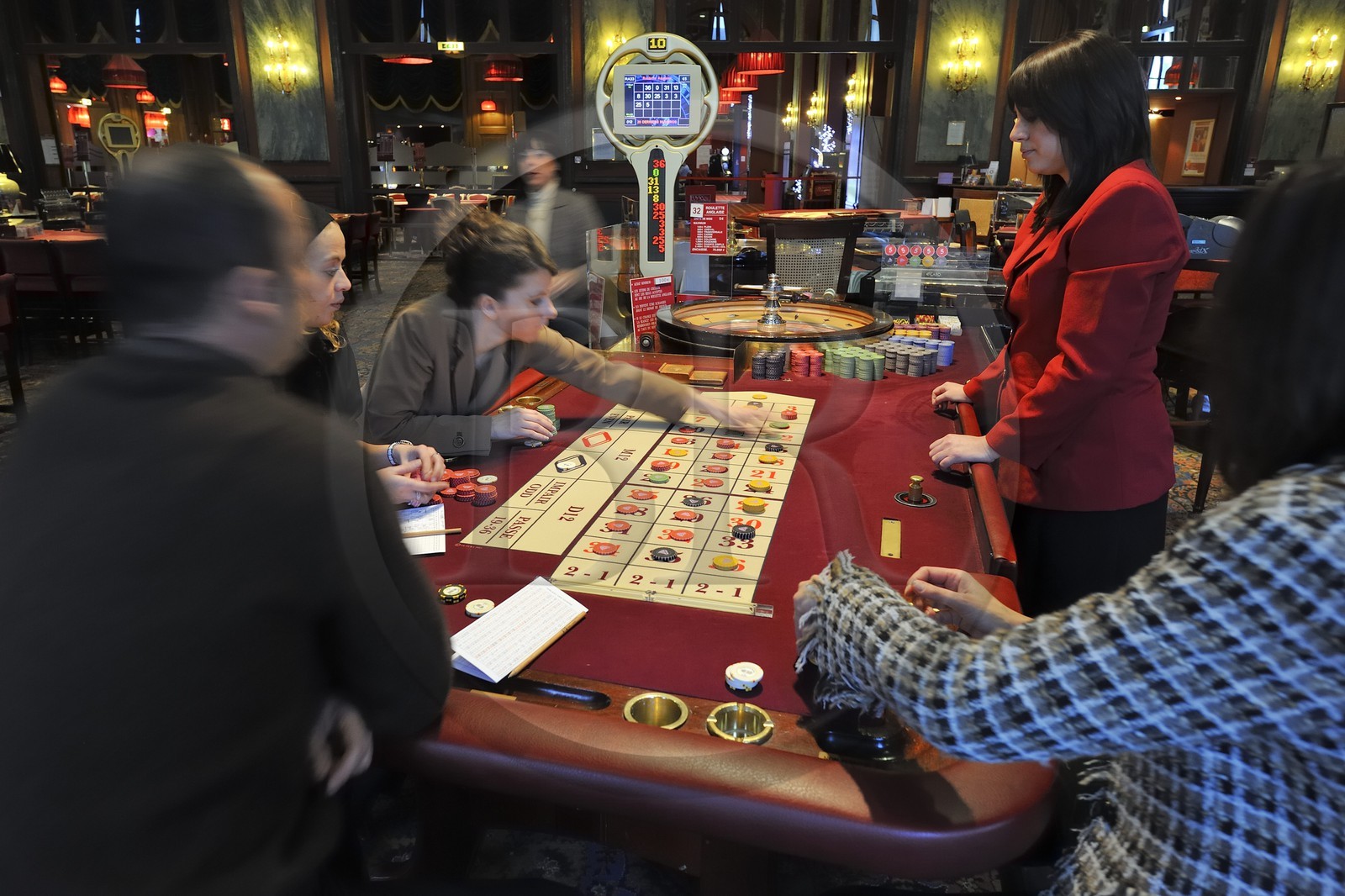 France, Calvados (14), Pays d'Auge, Deauville, le Casino, table de Roulette anglaise