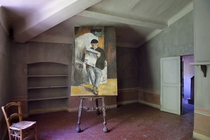 France, Bouches-du-Rhône (13), Aix en Provence, maison de la famille Cézanne au Jas de Bouffan, le premier atelier de Paul Cézanne installé dans la bastide familliale par son père, copie du portrait qu'il a fait de son père