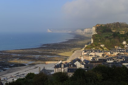 .France, Seine-Maritime, Cote d'Albatre, Yport in a valleuse (depression in the land surface of the plateau which permits access to the sea)