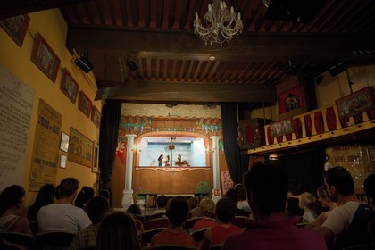France, Rhone, Lyon, historical site listed as World Heritage by UNESCO, Vieux Lyon (Old Town), Saint George district, place de la Trinité, the Theatre la Maison de Guignol (House of Guignol Theatre)