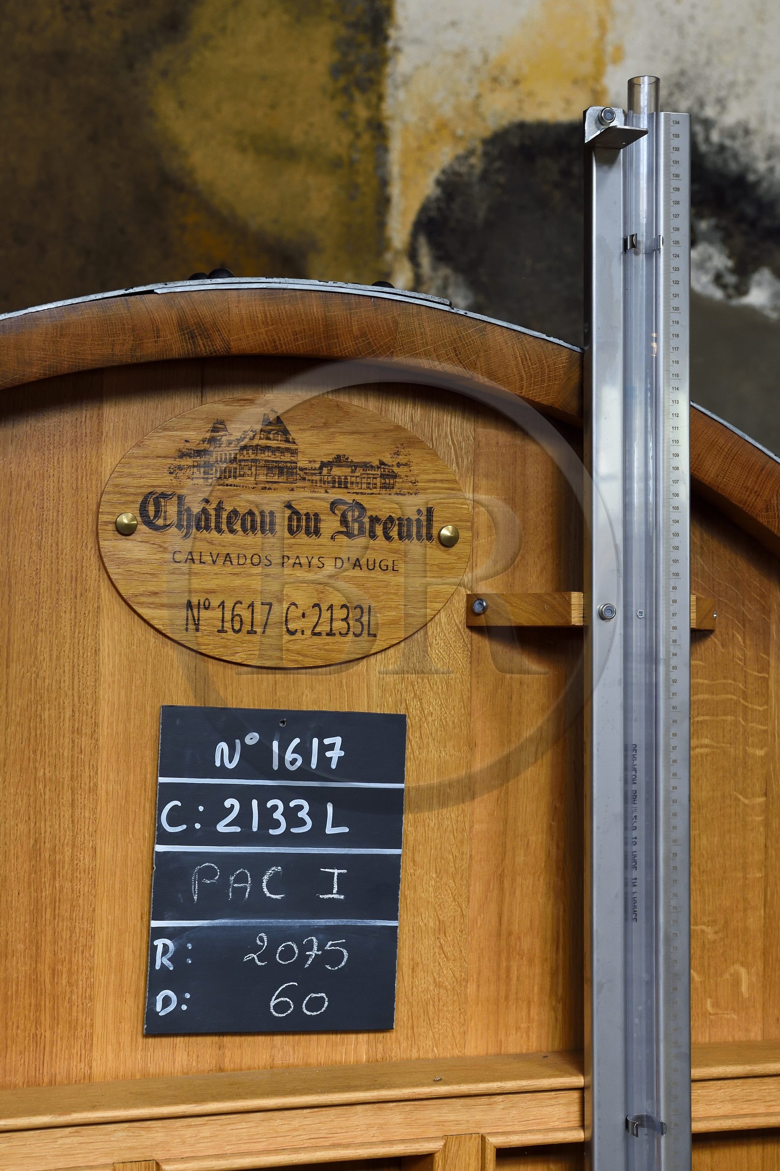 France, Calvados (14), Pays d'Auge, Le Breuil-en-Auge, Chateau du Breuil producteur de Calvados AOC Pays d’Auge, tonneaux dans les chais de vieillissement France, Calvados (14), Pays d'Auge, Le Breuil-en-Auge, Chateau du Breuil producteur de Calvados AOC Pays d’Auge, tonneaux dans les chais de vieillissement