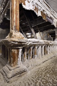 Romania, Transylvania, Cluj region, Turda, former Turda salt mine whose exploitation began in Roman times transformed into a leisure center and health, stairs covered with salt