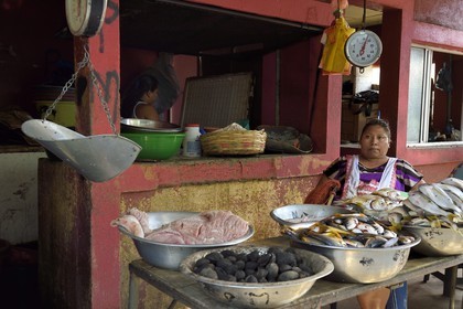 Nicaragua, Leon, marché du quartier de Sutiaba, étal de poissons