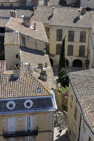 France, Gard, Uzes, the roofs of the old city and the Gaston Chauvet street