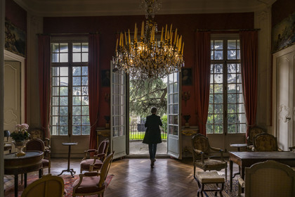 France, Herault, Montpellier, historic center called the Ecusson, The Hotel Haguenot, private mansion called Montpellier Folie from the second half of the 18th century, designed by architect Jean Antoine Giral, the large living room