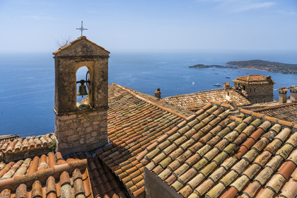 France, Alpes-Maritimes, the hilltop village of Eze, the peninsula of Saint-Jean-Cap-Ferrat in the background