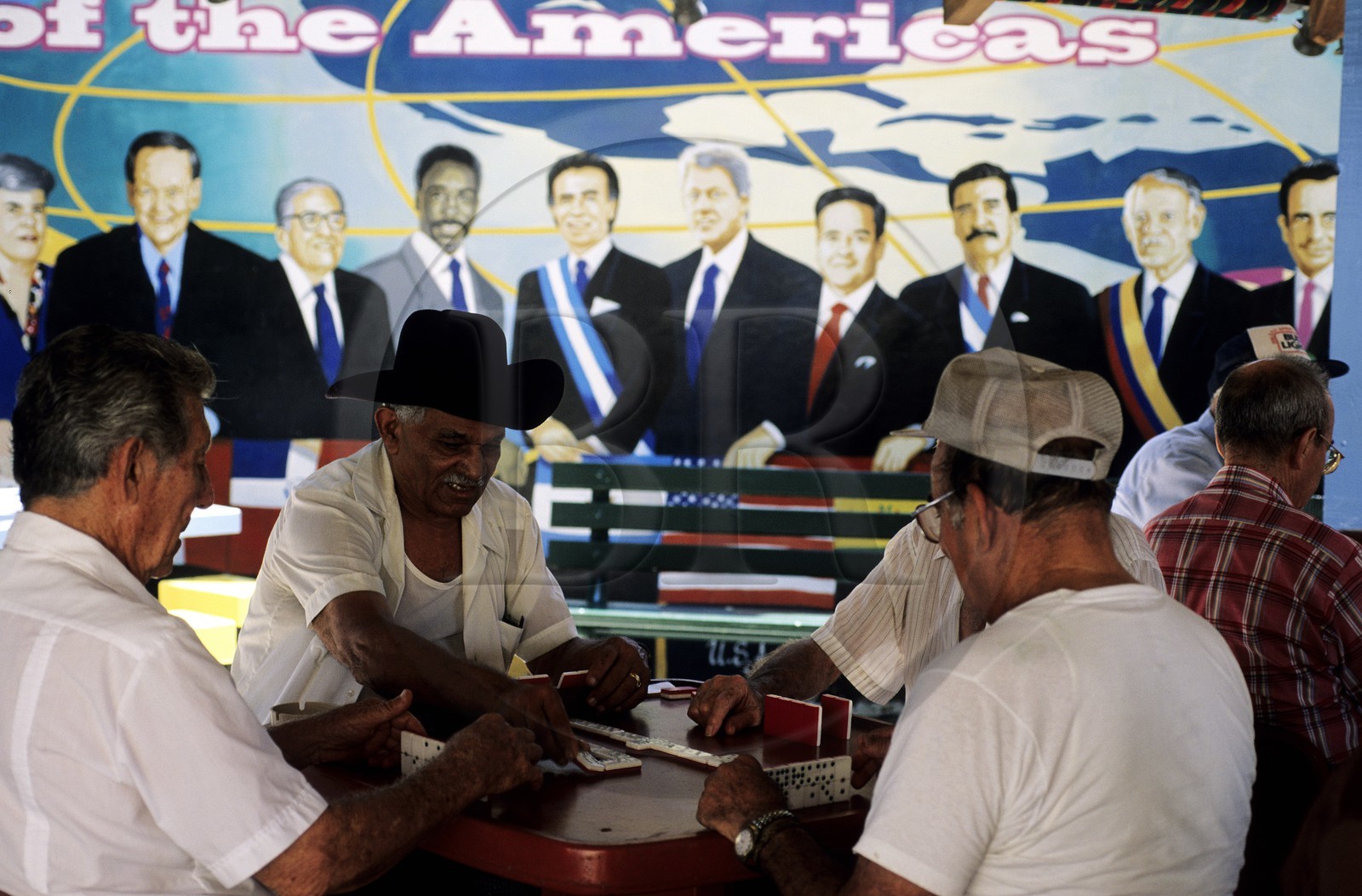 Etats-Unis, Floride, Miami, Little Havana, Calle Ocho, joueurs passionnés à Domino Park