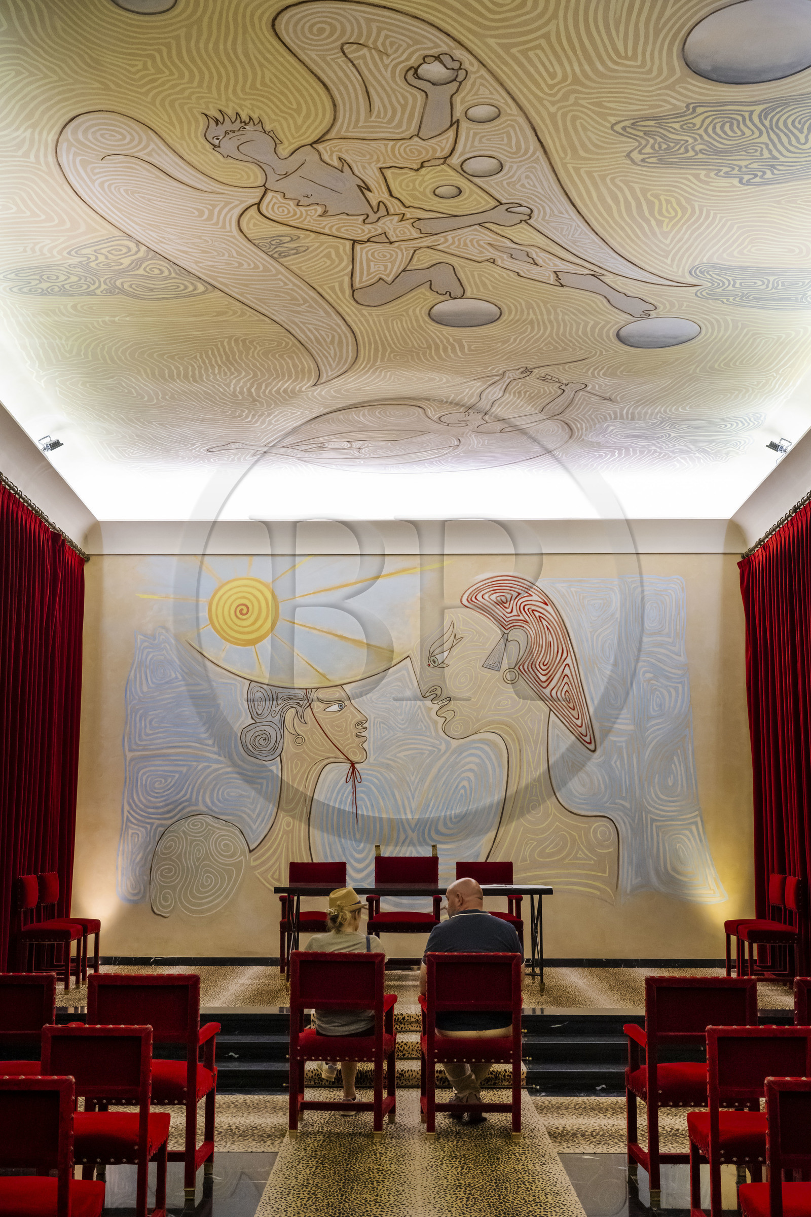 France, Alpes-Maritimes (06), Menton, l'Hotel de Ville, la salle des mariages entièrement décorée par Jean Cocteau en 1957