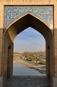 Iran, Isfahan Province, Isfahan, Khaju Bridge on the Zayandeh river