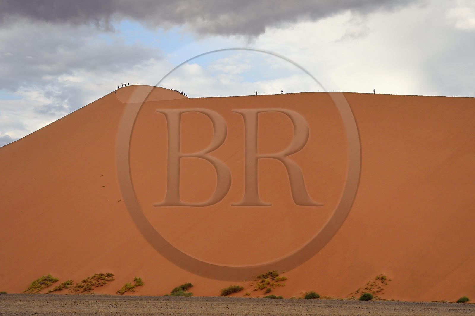 Namibie, région d'Hardap, désert du Namib, parc national du Namib-Naukluft, Erg du Namib classé Patrimoine Mondial de l'UNESCO, dunes de Sossusvlei, randonneurs sur la dune 45
