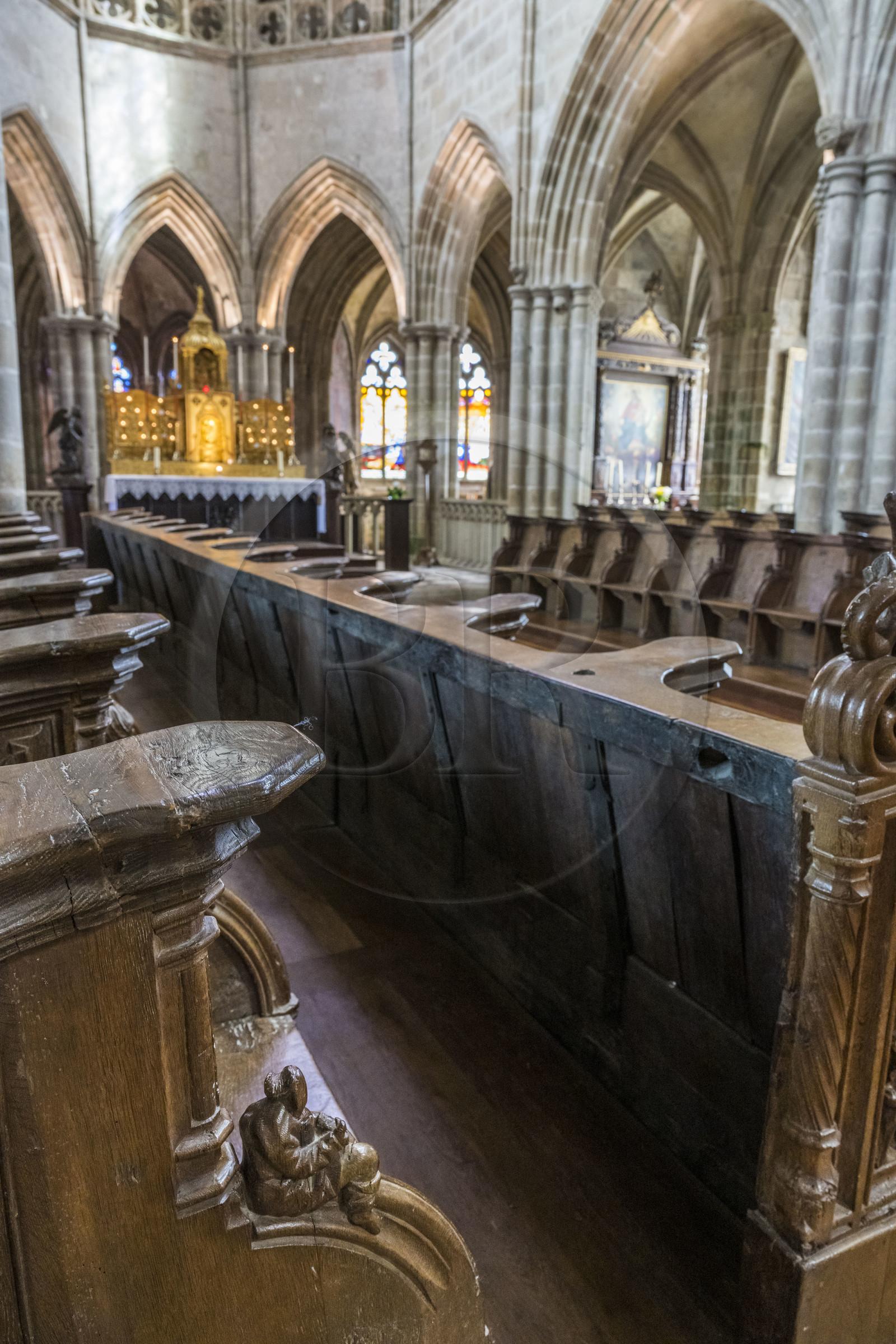 France, Côtes-d'Armor (22), Tréguier, cathédrale Saint-Tugdual, stalles de chêne du chœur sculptées entre 1509 et 1512