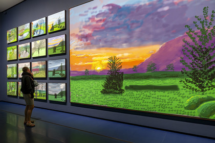 France, Paris (75), Bois de Boulogne, la fondation Louis Vuitton de l'architecte Frank Gehry, exposition David Hockney 25, 220 for 2020, peinture et animation sur iPad