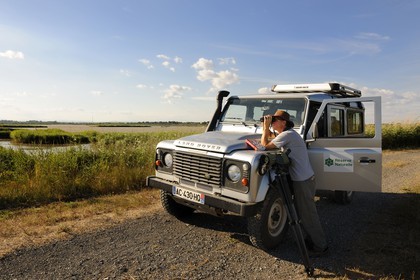 France, Herault (34), district of Cap d'Agde, the National Nature Reserve Bagnas west of the bassin of Thau, its manager Renaud Dupuy de la Grandrive