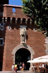 France, Pyrenees Orientales, Perpignan, Castillet, part of the old walls