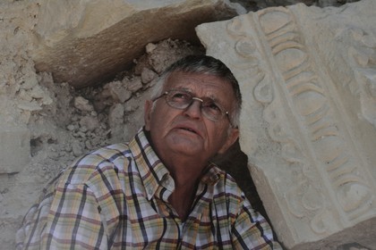 Israel, West Bank, Herodium or Herodion is a volcano-like hill with a truncated cone with a a fortress and palace build by Herod the Great (Herodion National Park), the archaeologist Professor Ehud Netzer who was in charge of the excavations of the site