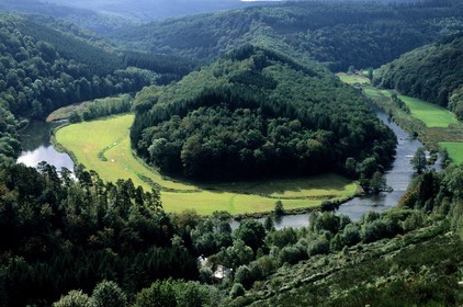Belgium, Wallonia, Luxembourg province, the Grave of the Giant in a loop of the river Semois