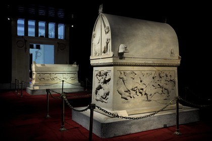 Turquie , Istanbul, centre historique classé Patrimoine Mondial de l'UNESCO, Musées archéologiques d'Istanbul dans les dépendances du Palais de Topkapi, sarcophage lycian du fin du Ve siècle avant JC