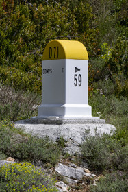 France, Alpes de Haute Provence, Parc Naturel Regional du Verdon, the Verdon Gorge, Milestone on D71 road