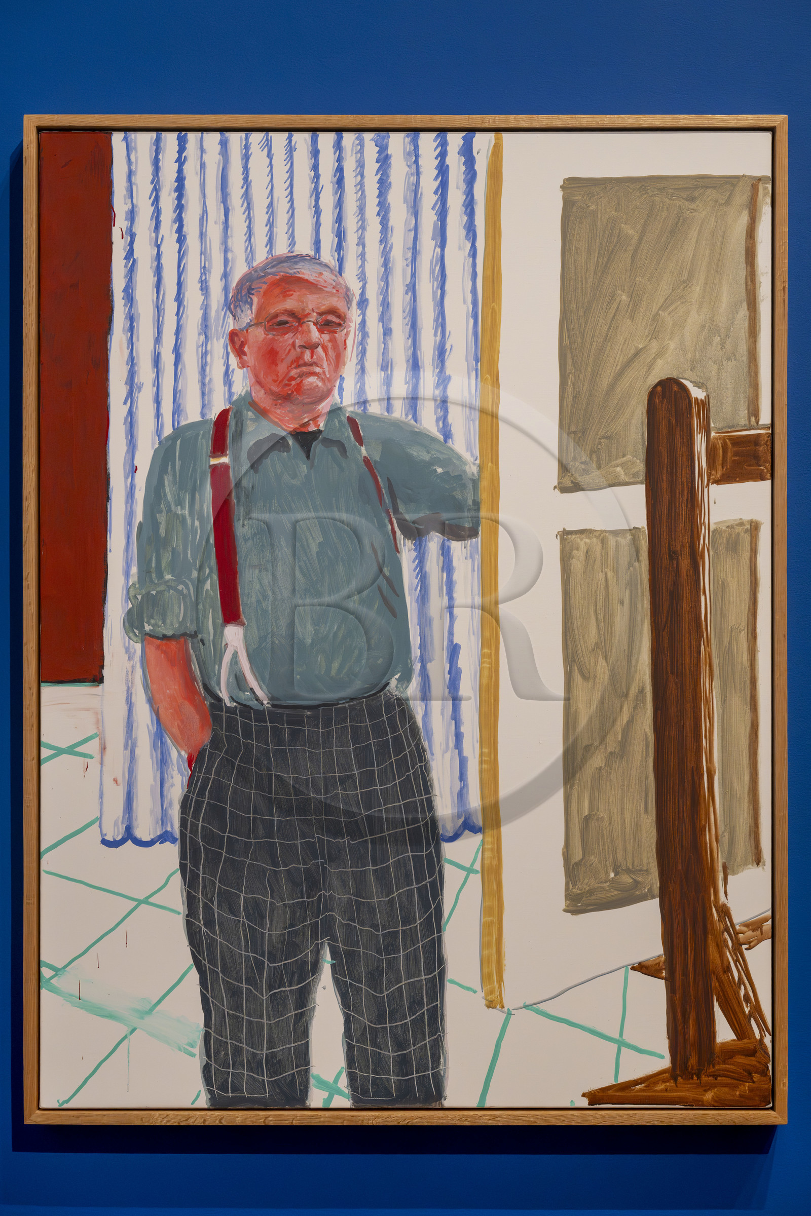 France, Paris (75), Bois de Boulogne, la fondation Louis Vuitton de l'architecte Frank Gehry, exposition David Hockney 25, Self Portrait Standing with Red Braces (2005)