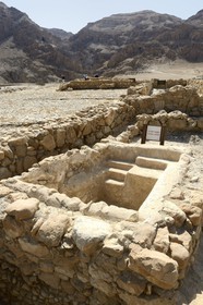 Israel, West Bank, Qumran National Park, ruins of the village adjacent to the caves of the discovery of the Dead Sea Scrolls