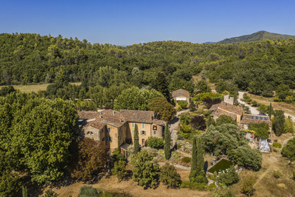 France, Var, Provence Verte (Green Provence), Bras village next to Saint Maximin, Le Peyrourier - une campagne en Provence Bed and Breakfast (aerial view)