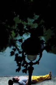 France, Paris, relaxing on the Saint Martin canal (10th district)