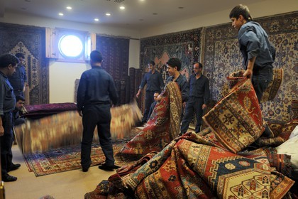 Turkey, Central Anatolia, Nevsehir Province, Cappadocia listed as World Heritage by UNESCO, Urgup, carpet seller