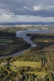 France, Finistere, the Odet river and the city of Quimper in the background (aerial view)