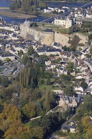 France, Indre et Loire, Amboise, Loire Valley listed as World Heritage by UNESCO, Chateau d'Amboise, aerial view