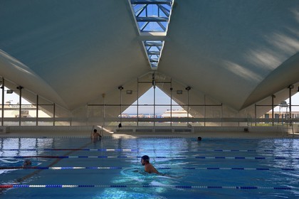 France, Calvados, Pays d'Auge, Deauville, Olympic swimming pool by architect Roger Taillibert