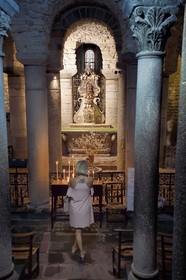 France, Puy de Dome, Clermont Ferrand, Notre-Dame-du-Port basilica in Auvergne Romanesque style, listed as a UNESCO World Heritage Site under the Routes of Saint-Jacques-de-Compostelle in France, the crypt which houses the Black Madonna on her altar