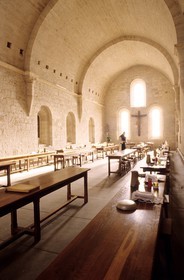 France, Drome, Montjoyer, Notre Dame d'Aiguebelle Cistercian Abbey, refectory