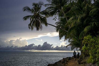 France, French Guiana, Kourou, Salvation Islands (Iles du Salut), Royal Island, hiking on the coastal path