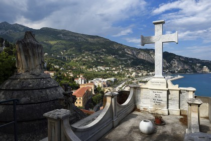 France, Alpes-Maritimes, Menton, old town, the Old Castle cemetery, marine cemetery, Tomb of Prince Gregoire Wolkonsky who was one of the last minister of Tsar Nicolas II of Russia