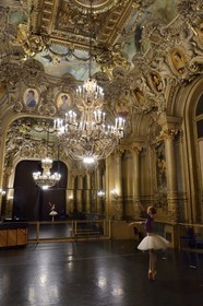 France, Paris, the Garnier Opera, warm-ups before going on stage in the Foyer de la Danse