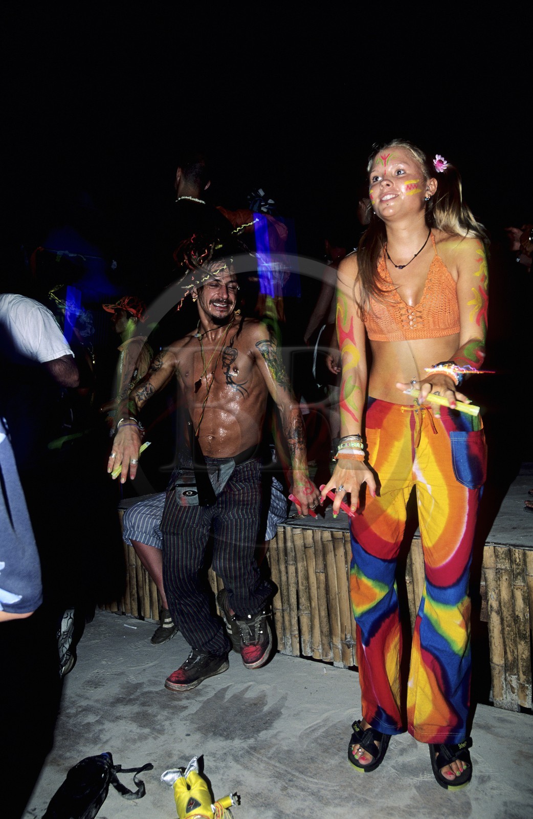 Thailand, Samui islands archipelago, Full Moon Party on Koh Pha-Ngan island, the party at night Thailand, Samui islands archipelago, Full Moon Party on Koh Pha-Ngan island, the party at night